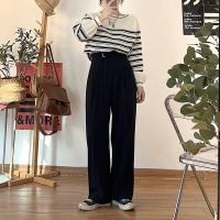 Spot parcel post Internet Celebrity Homemade Draping Effect Wide Leg Womens Spring and Autumn High Waist Mop Small Elastic Black Suit Pants 2023 Popular Fashion