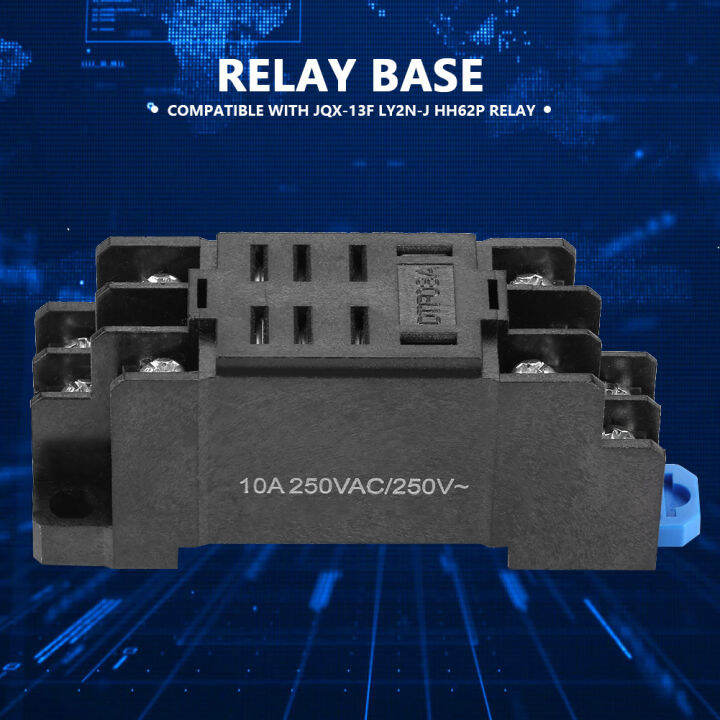 8 Pin Power Relay Base Socket Base Holder Screw Terminals DIN Rail