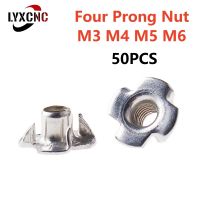 ✚ 50pcs M3 M4 M5 M6 Zinc Plated Four Claws Nut Speaker T-Nut Blind Pronged Insert Tee Nut Furniture Hardware Wood Inlay Nut