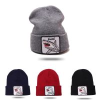 [COD] Europe and the States 2021 autumn winter adult animal embroidery shark SHARK patch knitted woolen hat for men women