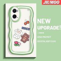 JIUMOO เคสสำหรับ OPPO A76 A96 A36ลายการ์ตูนสวยๆดีไซน์ใหม่ลายแกะกรอบคลื่นนุ่มเคสมือถือกันกระแทกแบบใสสร้างสรรค์เคสซิลิก้าเจลฝาครอบป้องกันโปร่งใสลายกล้องถ่ายรูป