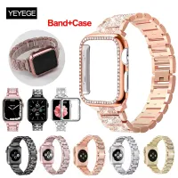 Diamond Case+With Strap For Apple Watch Ultra 49mm Band 45mm 41mm 42mm 38mm Stainless Steel Bracelet For iWatch SE 6 7 8 40mm Straps