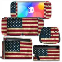 GAMEGENIXX สวิทช์ Oled สติกเกอร์ผิว American Flag ป้องกันไวนิลห่อเต็มชุดสำหรับ Nintendo Switch Oled คอนโซล-hjgytyuuiytt