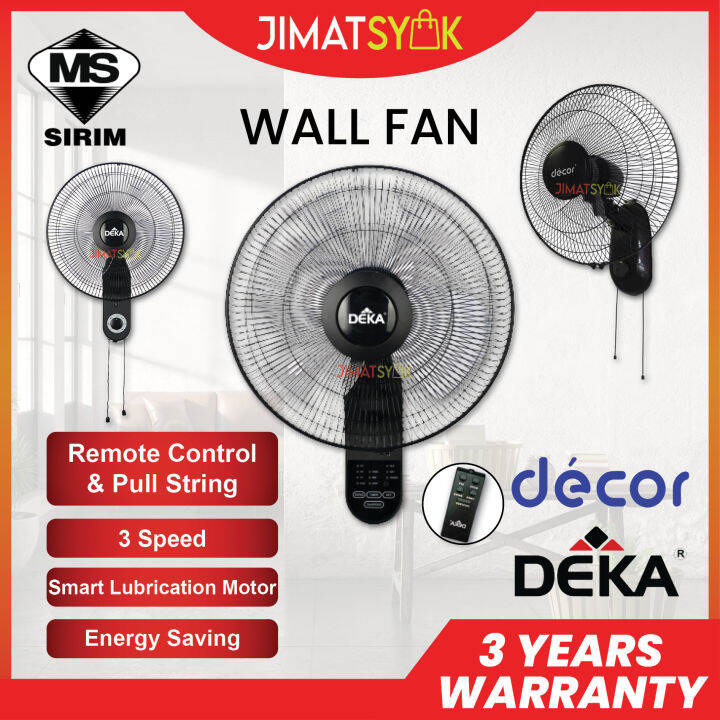 DEKA Wall Fan WF6R / WF3 16inch Pull String Remote Control Auto Fan