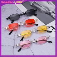 LIURU แว่นตากันแดด UV400สีลูกกวาดขนาดเล็กวินเทจ,แว่นตากันแดดวินเทจทรงสี่เหลี่ยม
