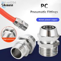 1PCS Nickel plated copper Pneumatic Fittings Air Fitting PC 4-M5 4 6 8 10 12 14 16mm Thread 1/8 3/8 1/2 1/4 BSP Quick Connector