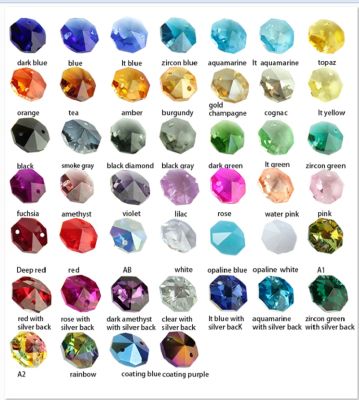 100pcs 14mm Chandelier Parts Glass Octagon Beads In 1 Hole/2 Holes Strand Accessories Sucatchers for Decoration