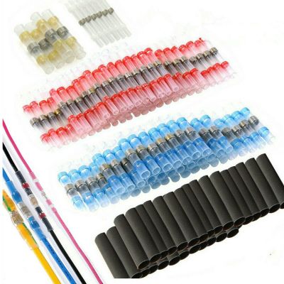 100PCS Heat Shrink Wire Connectors Solder Sleeves Waterproof Fast Butt Terminals Heat Shrink Tube Electrical Cable Splices Electrical Circuitry Parts