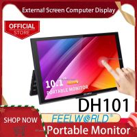 FEELWORLD DH101หน้าจอคอมพิวเตอร์หน้าจอโทรศัพท์จอภาพแบบพกพาขนาด10.1นิ้วพร้อมลำโพงคู่ HDMI USB Type-C สำหรับแล็ปท็อป PC