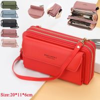 DD Store Women Fashion Zipper Wallet Mini Shoulder Bag PU Leather Long Wallet Female 3 Layer Wallet Card Holder Money Clip Phone Pocket Small Crossbody Purse