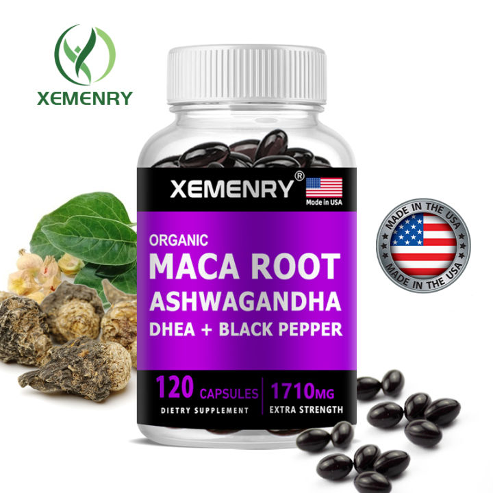 6 in 1 Organic Maca Root & Ashwagandha Capsules 1710mg with DHEA