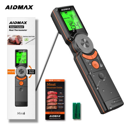 AidMax Mini6กันน้ำดิจิตอลครัวเครื่องวัดอุณหภูมิอาหารพร้อมโพรบสแตนเลสพับได้