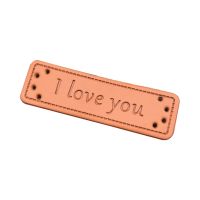 25pcs Spot I Love You Small Leather Label For Clothing Hand Made Pu Leather Tags For Scarf  With I Love You Label for Gift Labels