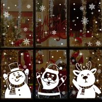 Christmas Snowman Elk Snowflake Decorative Electrostatic Stickers Santa Glass Window Stickers Merry Christmas Decor for Home