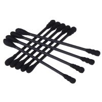 ஐ❈✲ 200pcs Disposable Cotton Swab Spiral Ear Cleaner Black Double Heads Medical Swab Lipstick Eyebrow Eyelash Cotton Bud Makeup Tool