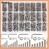 GEORG 1570PCS M2 M3 M4 M5 สลักเกลียวเมตริก 304สแตนเลสสตีล 8มิล-25มิล สกรูหัวจมหกเหลี่ยม พร้อมประแจหกเหลี่ยมและแหนบ ชุดน็อตและสลักเกลียว เครื่องจักรความแม่นยำสูง