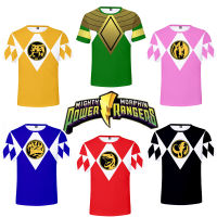 Power Rangers เสื้อยืด Unisex Casual Tee Mighty Morphin Tshirt ชุดคอสเพลย์