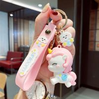 Cute 3D Unicorn Keychains Softglue Pegasus Pendant Key Rings For Kids Toys Doll Women Men 39;s Bag Key Chain