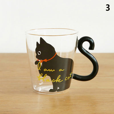 Carmelun แก้วกาแฟหูจับถ้วยแก้วน้ำหางแมวกาแฟชานมเครื่องดื่มแก้วน้ำผลไม้ผลไม้