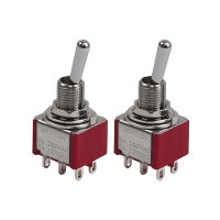 FLEOR 2Pcs 6 Pins Mini กีตาร์สวิทช์2 Way สลับสวิทช์ AC 120V/250V 5A/2A On/on กีตาร์อุปกรณ์เสริม