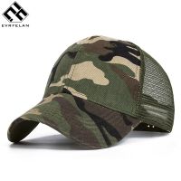 HOT★Evrfelan Camo ตาข่ายเบสบอลหมวกหมวกพราง Masculino หมวกฤดูร้อนชายกองทัพหมวก Trucker SnapBack Hip Hop หมวกพ่อ