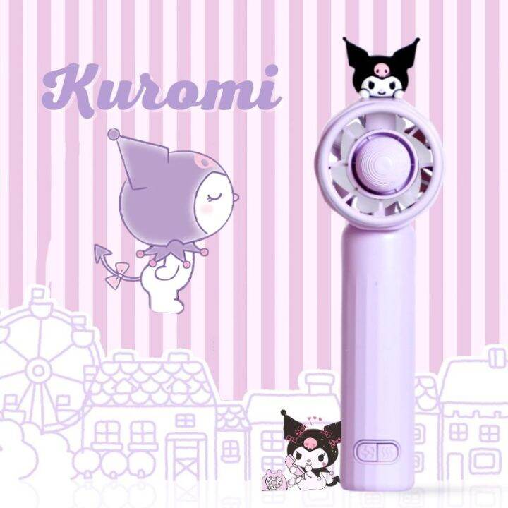 kawaii-sanrioed-kuromi-ใหม่-พัดลมมือถือ-ขนาดเล็ก-แบบพกพา-ชาร์จได้-เสียงเงียบ-ลายการ์ตูนตุ๊กตา-สําหรับสํานักงาน-2023-cd