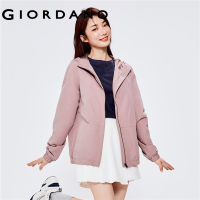 Giordano ผู้หญิง เสื้อโค้ทกันฝนมีฮู้ดจิงโจ้ สีทึบ 05371708