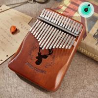 17คีย์ Kalimba ไม้มะฮอกกานีเครื่องตีเครื่องดนตรีเปียโนนิ้วหัวแม่มือ