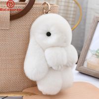 Three Model Size 100% Natural Rex Rabbit Fur Cute Fluffy Bunny Keychain Real Fur Key Chains Bag Toys Doll Lovely Keyring Pendant Key Chains