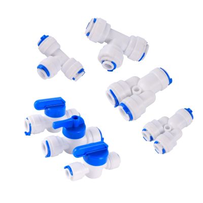 OD 1/4 quot; 3/8 quot; Pipe Quick Access Connector Reverse Osmosis Slip Lock Quick Joint Y Shaped Coupling Tee Coupling Valve Adapter