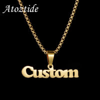 Atoztide Personalized Customized Big Names Pendant Necklace Stainless Steel Thick Link Chain for Men Women Jewelry Gift2023