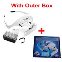 With Outer Box Magnifying Glasses LED Light Lamp Head Loupe Jeweler Headband Magnifier Eye Glasses Optical Glass Tool Repair Reading Magnifier