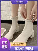 Caohuatang3Boots ช่วงฤดูร้อนส้นสูงหัวสี่เหลี่ยมสำหรับเด็ก Sepatu BOOT Pendek รองเท้าบูทส้นเตารีดมาร์ติน2023ของผู้หญิง Bootscaohuatang3เพรียวบางแบบฝรั่งเศส