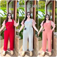 Plussize505 จั้มซิปหน้าแขนกุหลาบ จั้มสาวอวบ