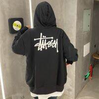 ยุโรปและอเมริกา Stussy ∮ Hoodie ผู้ชายและผู้หญิงอินเทรนด์แบรนด์ที่เรียบง่ายหลวมคาร์ดิแกนเสื้อกันหนาวซิปแจ็คเก็ตคู่ชุด