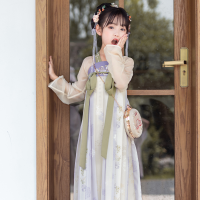 Konggu Youlan สาว Hanfu ชุดกระโปรงสไตล์จีนชุดเดรสแขนยาวชุดการแสดงสุดนางฟ้าและสง่างามชุดฤดูร้อนสำหรับเด็กผู้หญิง