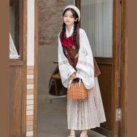 【CW】 Hanfu Chinese Fashion Round Neck and Pleated Skirt