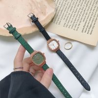 【Hot Sale】 watch female and Korean ins style square retro literary fashion green forest girl simple temperament waterproof