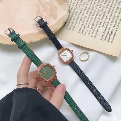 【Hot Sale】 watch female and Korean ins style square retro literary fashion green forest girl simple temperament waterproof