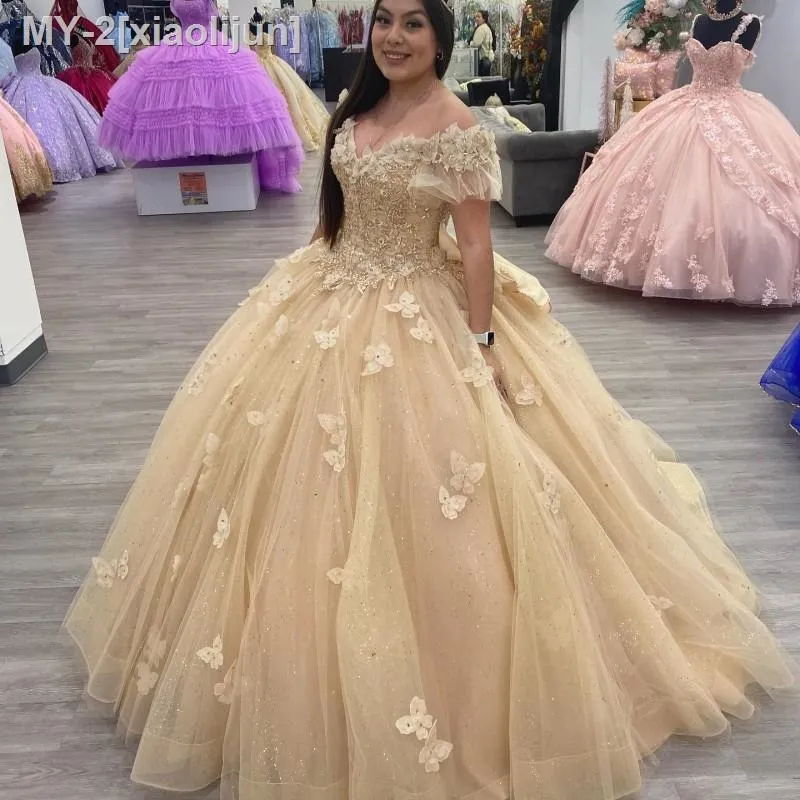 Borboleta Vermelha 3D Vestidos Princesa Quinceanera Vestido De