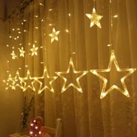 12 Stars Christmas Lights Led String Fairy Lights Star Garland on Window Curtain Indoor Room Deco Wedding New Year Decoration