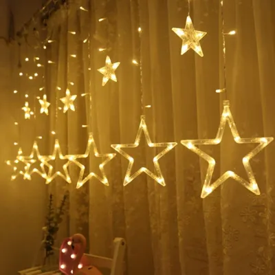 12 Stars Christmas Lights Led String Fairy Lights Star Garland on Window Curtain Indoor Room Deco Wedding New Year Decoration