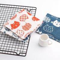 (Yetta)4ชิ้น/เซ็ตรถไฟเหาะผ้าเกาหลีการ์ตูนแมวผ้า Placemat ผ้าฝ้ายผ้าลินินแผ่นฉนวนกันความร้อนครัวน่ารักจานรองแก้วผ้าแผ่นถ้วย