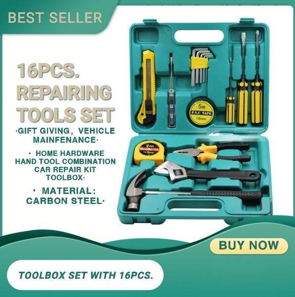 16 Pcs Tools Set Box Professional Hardware Mechanical Tools Complete