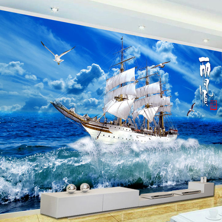 hot-custom-3d-wallpaper-blue-sky-sailing-ship-nature-landscape-3d-wall-mural-photo-wallpapers-living-room-study-murales-de-pared-3-d