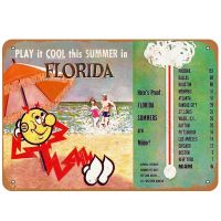 ป้ายโลหะดีบุก Florida Summer Travel โปสเตอร์ Decor Bar Pub Home Vintage Retro P5QX