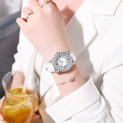 นาฬิกาผู้หญิงแฟชั่น2022ใหม่แฟชั่นเพทายนาฬิกาผู้หญิงสายหนังนาฬิกาข้อมือผู้หญิง Rhinestone