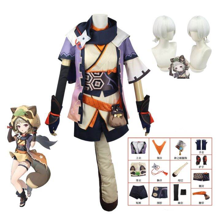 game-genshin-impact-honey-sayu-cosplay-costume-lovely-dress-hat-tail-full-set-inazuma-sayu-outfits-for-comic-halloween-role-play