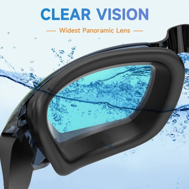 แว่นตาว่ายน้ำแว่นตากันน้ำผู้ใหญ่พร้อมที่อุดหูสำหรับผู้ชายผู้หญิงแว่นตาว่ายน้ำแว่นตาป้องกันรังสี-uv-ว่ายน้ำกันน้ำกันหมอก