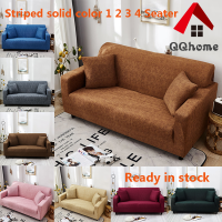 Striped Solid Color Sofa Cover 1 2 3 4 Seater Slipcover L Shape Sofa Seat Elastic Stretchable Couch Universal Sala Sarung Set on Sale Anti-Skid Stretch Protector Slip Cushion with Foam Stick